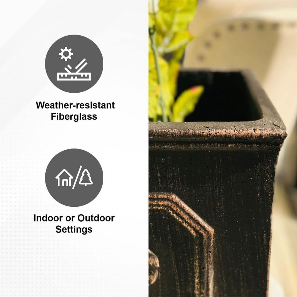 Lion Head Oil Rubbed Bronze Concrete Square Planter
