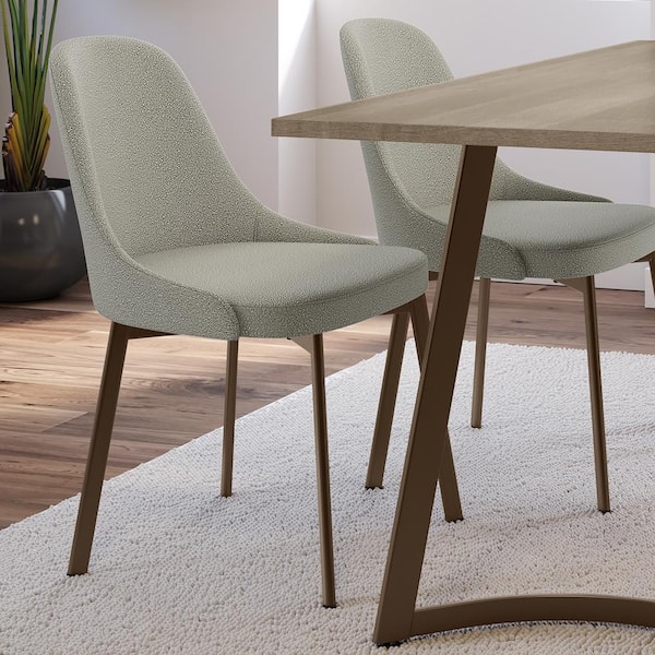 Amisco Harper Dining Chair Light Beige & Grey Boucle Polyester / Bronze Metal