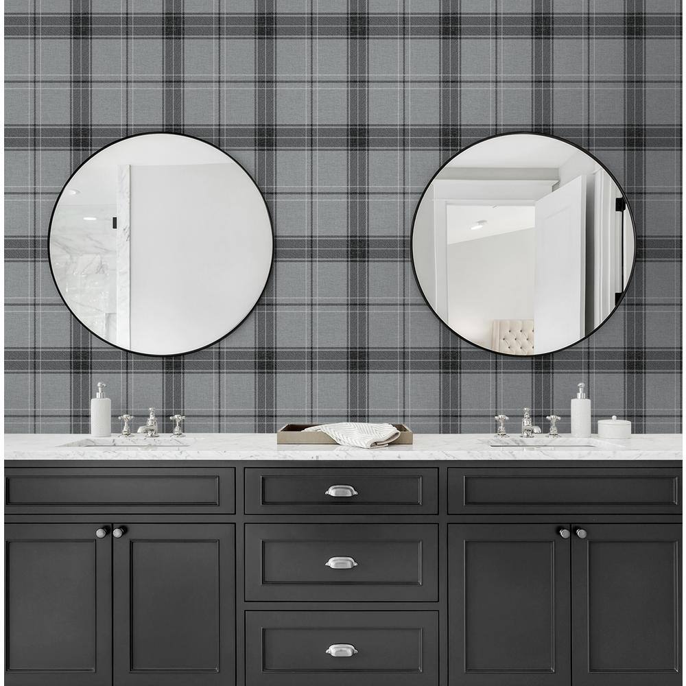 Greyscale Plaid Self-Adhesive Vinyl Wallpaper Roll