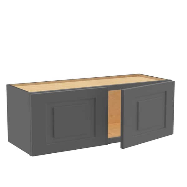 Home Decorators Collection Grayson 33 in. W x 12 in. D x 12 in. H Assembled Plywood Wall Bridge Kitchen Cabinet in Deep Onyx with Soft Close