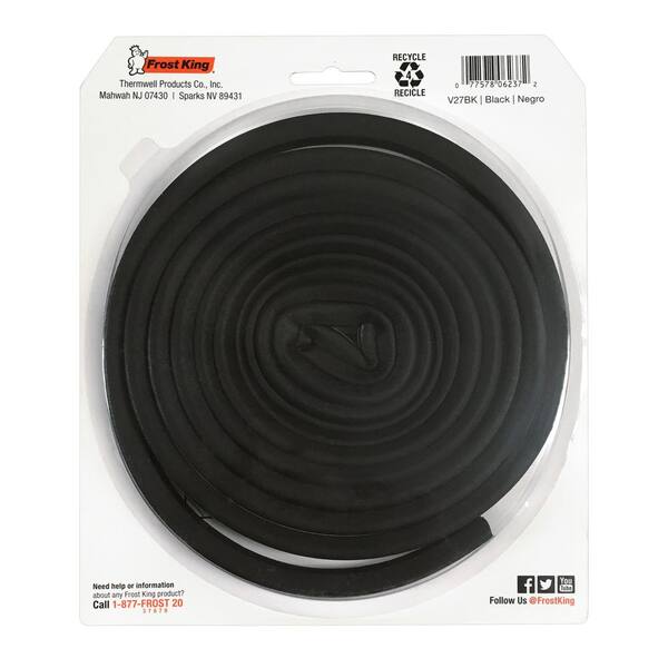 Frost King E O 9 16 In X 5 16 In X 10 Ft Black Epdm Cellular Rubber Weather Strip Tape Cushioned Ribbed V27bk The Home Depot