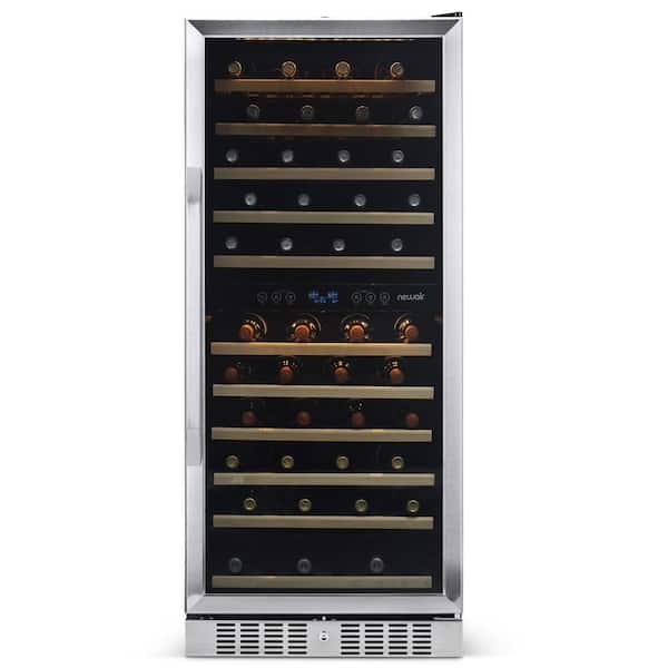 NewAir Dual Zone 116-Bottle Built-In Wine Cooler Fridge with Smooth Rolling Shelves and Quiet Operation - Stainless Steel