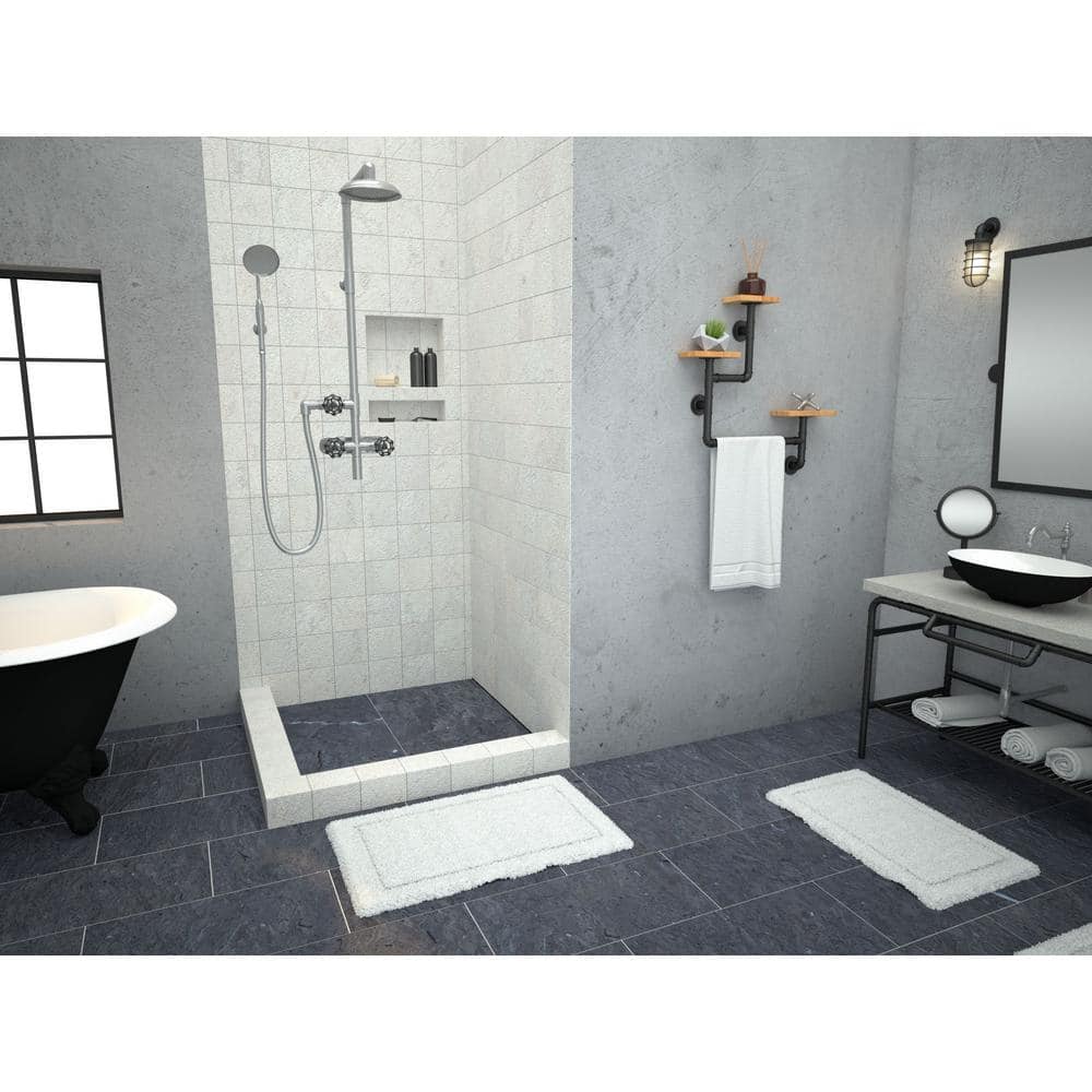 36" x 36" Black Polyurethane Double Threshold Shower Base