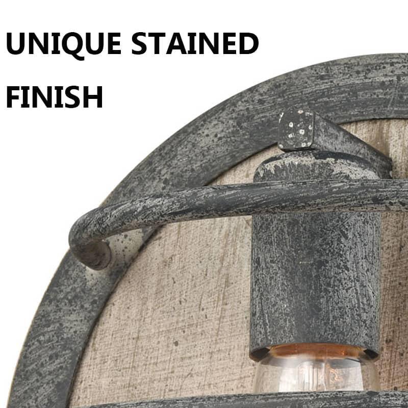 10" Rustic Weathered Wood and Metal Round Wall Sconce