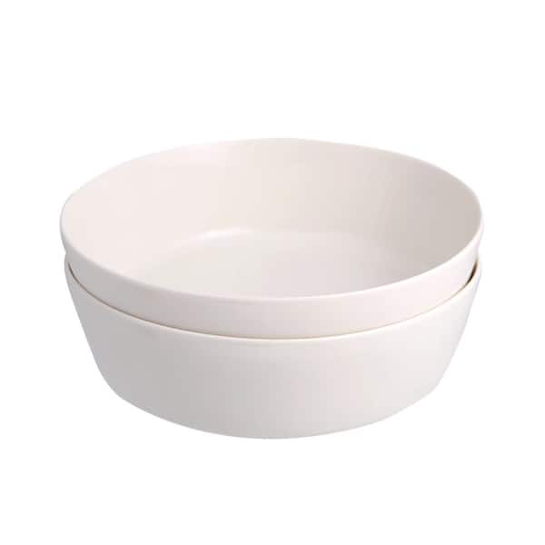 PORLAND Chopin 2 Piece White Porcelain Salad Bowl Set