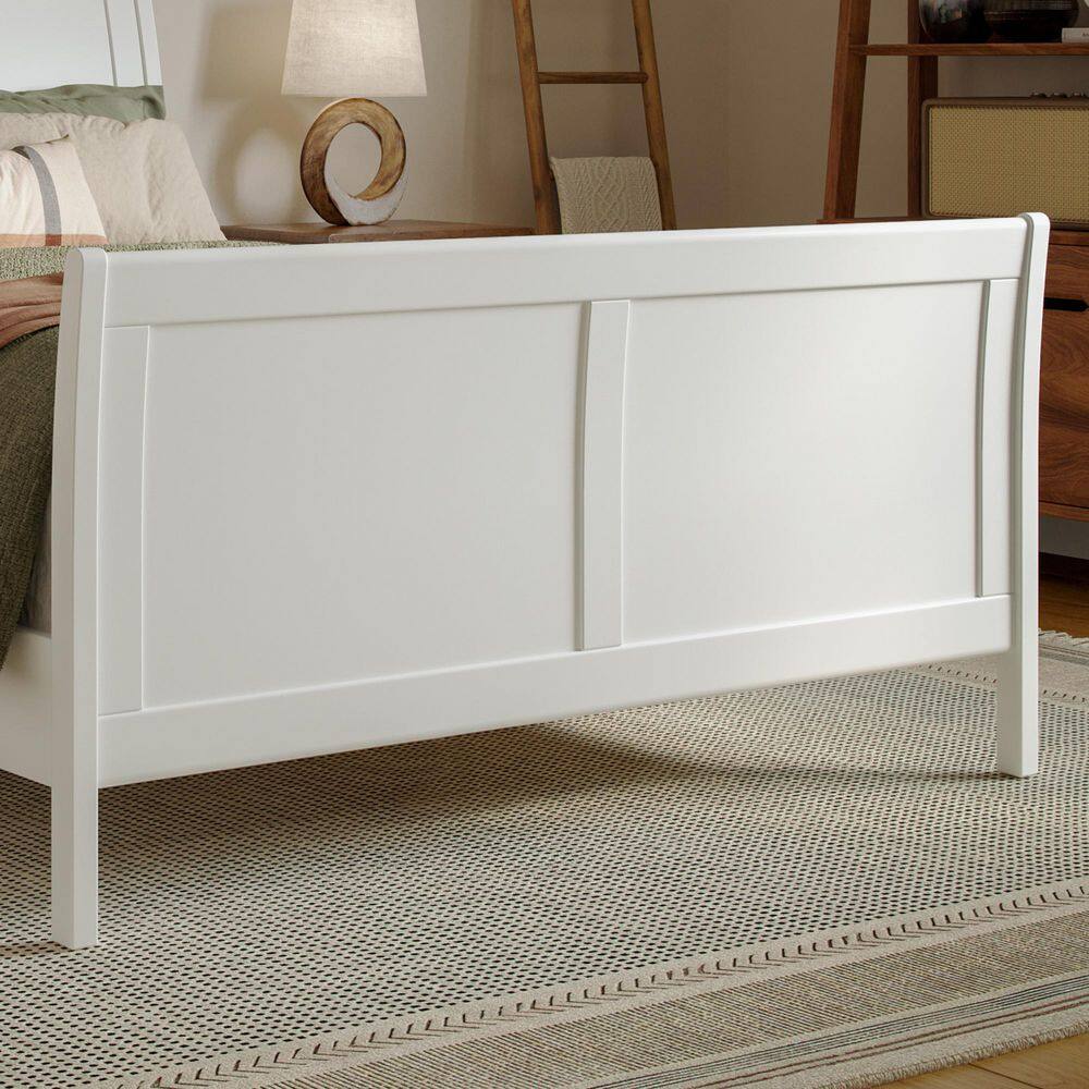 Valencia White Full Sleigh Platform Bed with Wood Frame
