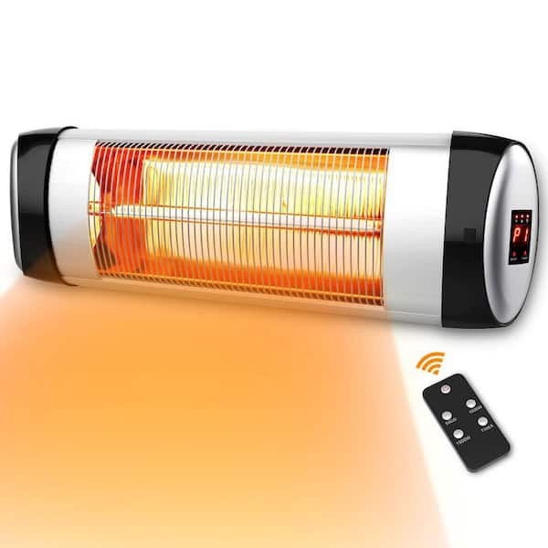 Elexnux Wall-Mounted Patio Heater Electric Infrared Heater with Remote Control 1500-Watt Instant Warm, 24H Timer Space Heater
