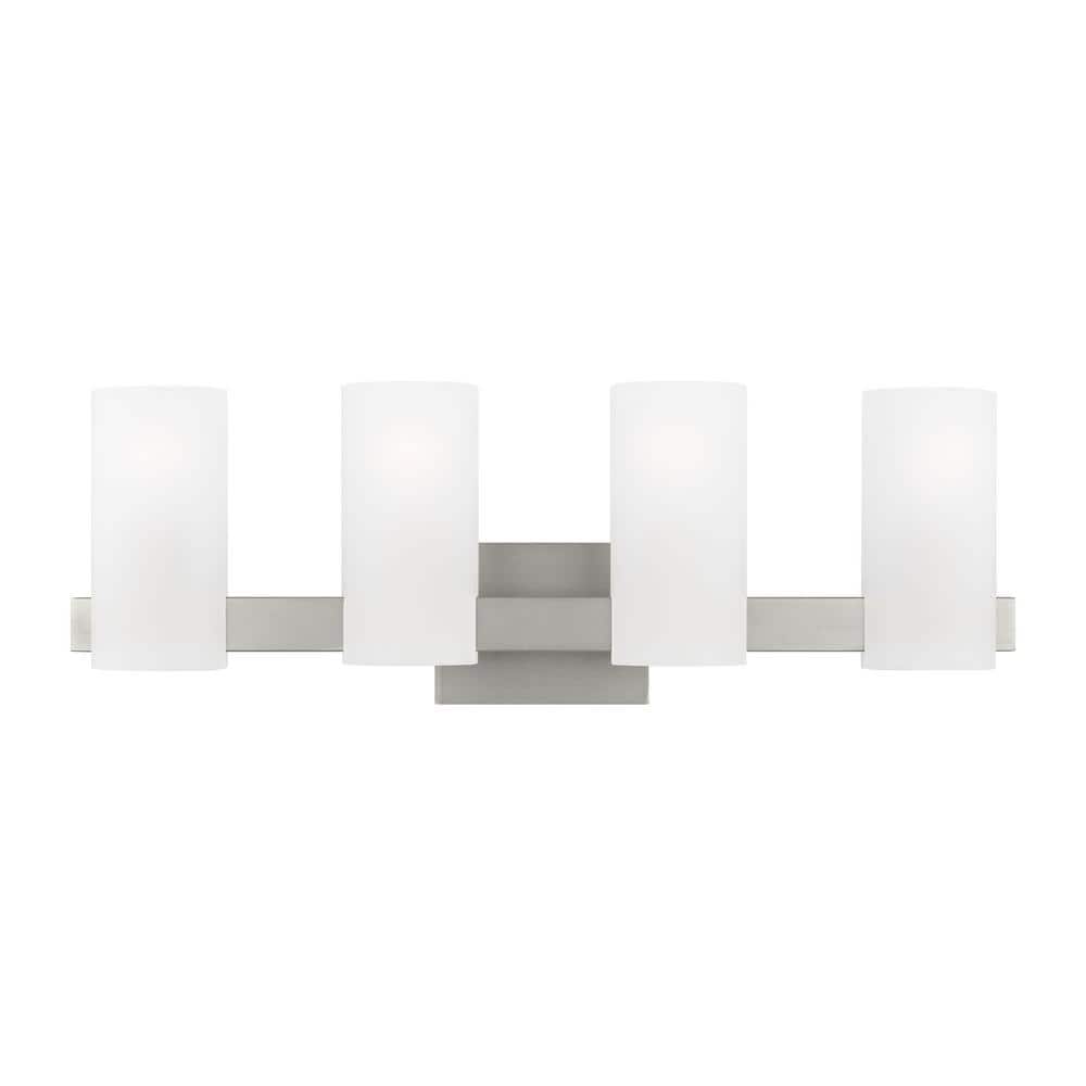 Rhode 27 in. 4-Light Brushed Steel Extra Large Vanity Light with Etched Glass Shades price history on PriceWatchPro