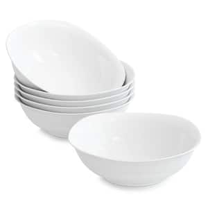 Elisa 15 oz. White Porcelain Cereal Bowl White Rice Bowl,Set of 6