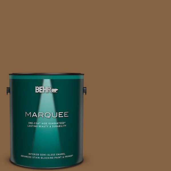 BEHR MARQUEE 1 gal. #MQ2-10 Burnt Caramel One-Coat Hide Semi-Gloss Enamel Interior Paint & Primer