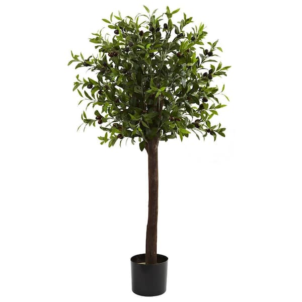 Nearly Natural 4 ft. Artificial Olive Topiary Silk Tree