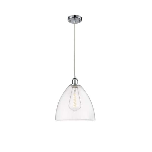 Innovations Bristol Glass 60-Watt 1 Light Polished Chrome Shaded Mini Pendant Light with Clear glass Clear Glass Shade