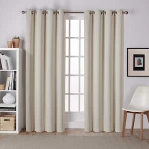 Sateen Linen Solid Woven Room Darkening Grommet Top Curtain, 52 in. W x 96 in. L (Set of 2)
