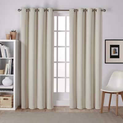 Sateen Twill Woven Linen Solid Polyester 52 in. W x 108 in. L Grommet Top, Room Darkening Curtain Panel (Set of 2)