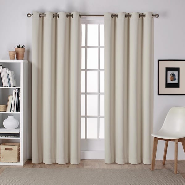 EXCLUSIVE HOME Sateen Linen Solid Woven Room Darkening Grommet Top Curtain, 52 in. W x 84 in. L (Set of 2)
