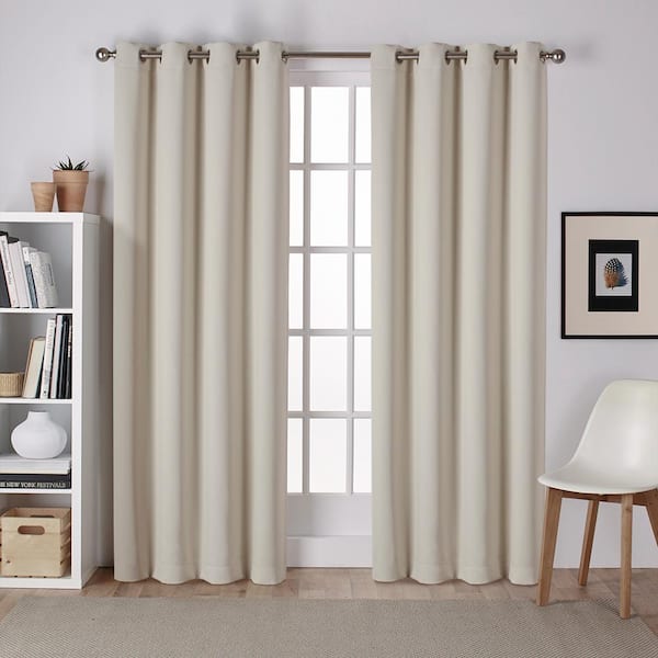 EXCLUSIVE HOME Sateen Linen Solid Woven Room Darkening Grommet Top Curtain, 52 in. W x 108 in. L (Set of 2)