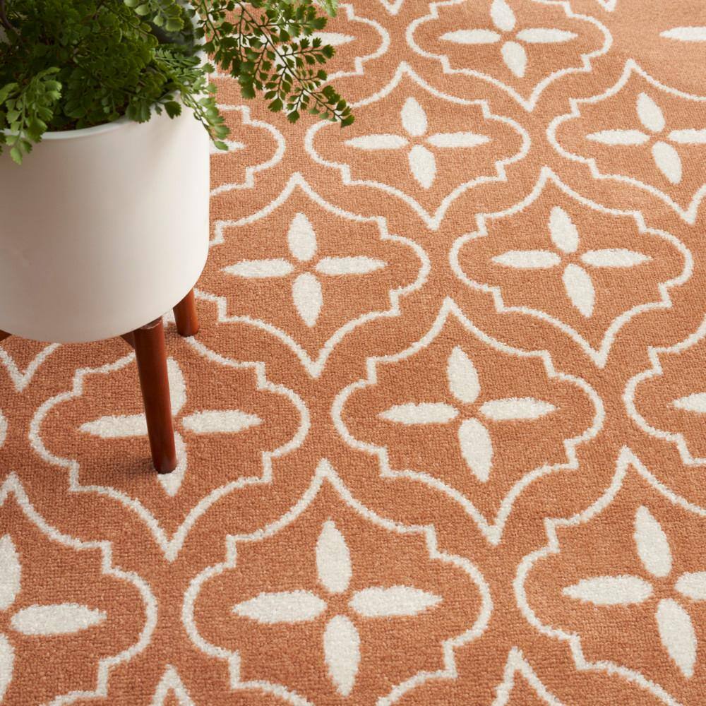 Copper and Ivory Moroccan Trellis 5' x 7' Outdoor Rug