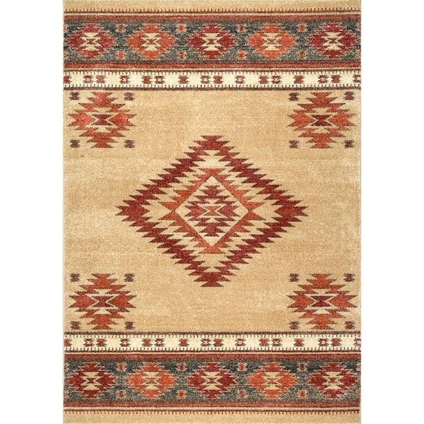 nuLOOM Margene Tribal Diamond Beige 4 ft. x 6 ft. Area Rug