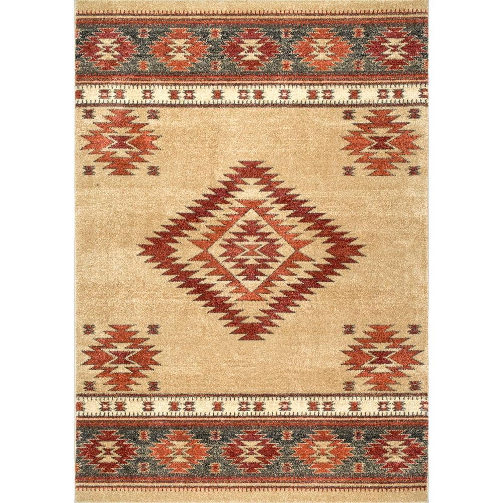 Reversible Margene Tribal Diamond 5' x 7' Beige Area Rug