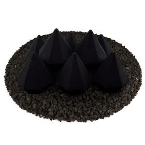 Ceramic Fire Diamonds in Black 5 in. Other Fire Pit and Fireplace Outdoor Heating Accessory (8-Pack)