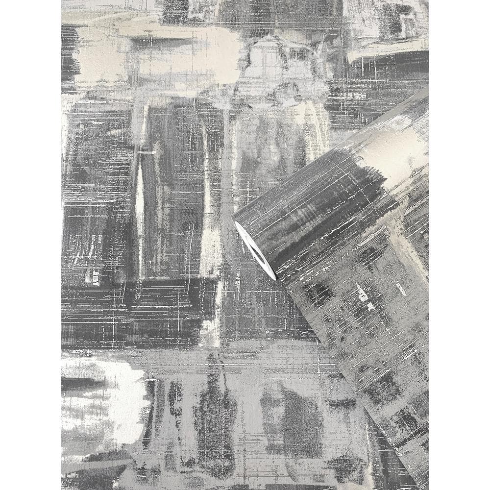 Gray and Metallic Abstract Non-Pasted Wallpaper Roll