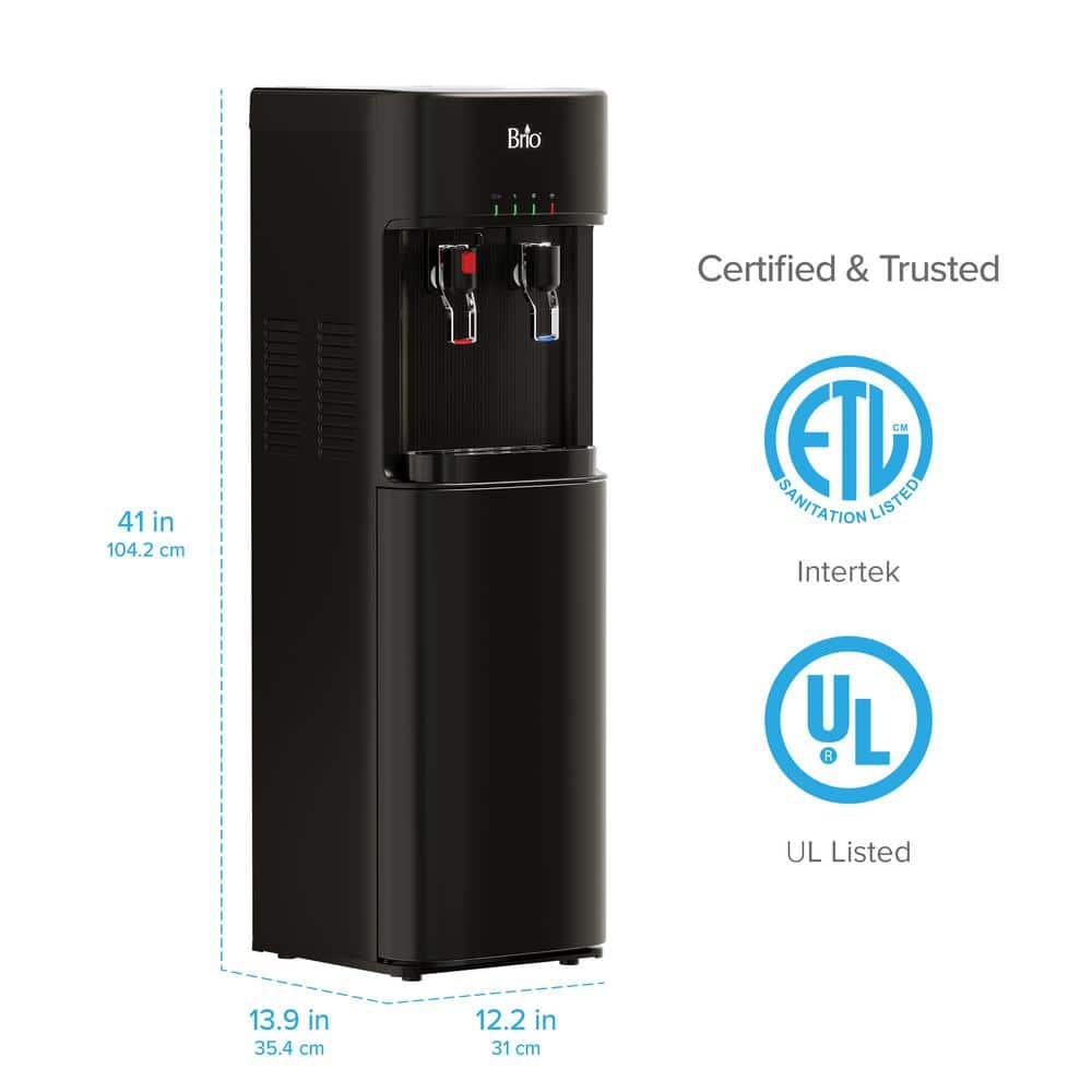 Brio Black Bottleless Water Cooler with 3-Stage Filtration