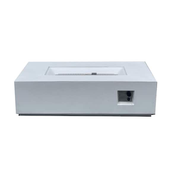 Boosicavelly 52.00 in. W x 14.00 in. H Concrete Rectangle Gas Fire Pit Table in Antique White