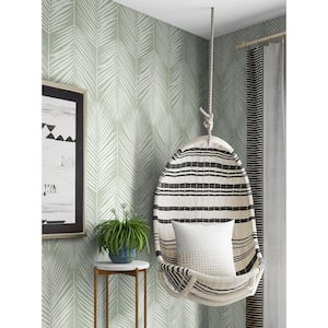 Palm Silhouette Pastel Green Coastal 20.5 in. x 18 ft. Peel and Stick Wallpaper