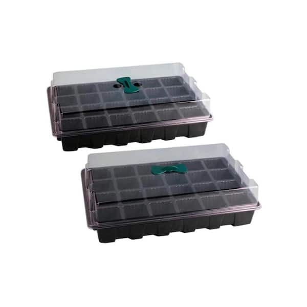 Agfabric 14.4 in. x 9.1 in. x 4.1 in. 24-Cell Black Small Plants Plastic Nursery Pots Plant Container Seed Starting Pots (5-Pack)