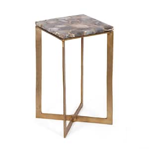 Henri Raw Brass Marble Top Side Table