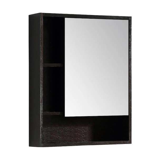 Shawbridge 24 in. W x 29.50 in. H Small Rectangular Black Oak Surface Mount Medicine Cabinet with Mirror Right Hand