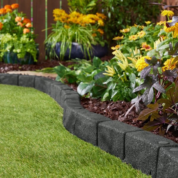 48 in. x 2.5 in. x 3 in. Gray SmartLoc Cobblestone Rubber Edging (36-Pack)