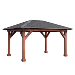 Installed New Port 12 ft. x 14 ft. Premium North American Timber Outdoor Outdoor Patio Pavilion with Solid Posts