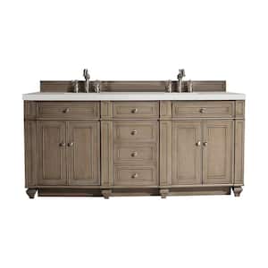 Bristol 72.0 in. W x 23.5 in. D x 34.0 in. H Bathroom Vanity in Whitewashed Walnut with Lime Delight Top