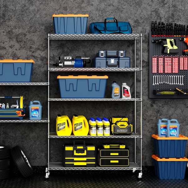 Tileon 6-Tier Wire Shelving Unit, 6000 lbs. NSF Height Adjustable Metal Garage Storage Shelves in Chrome