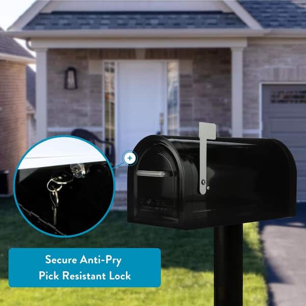 Reliant Black, Large, Steel, Locking, Post Mount Mailbox