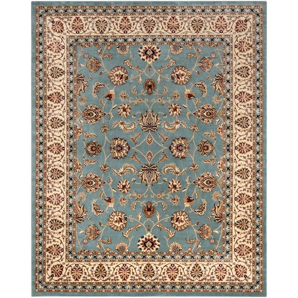 Well Woven Barclay Sarouk Light Blue 8 ft. x 10 ft. Traditional Floral Area Rug