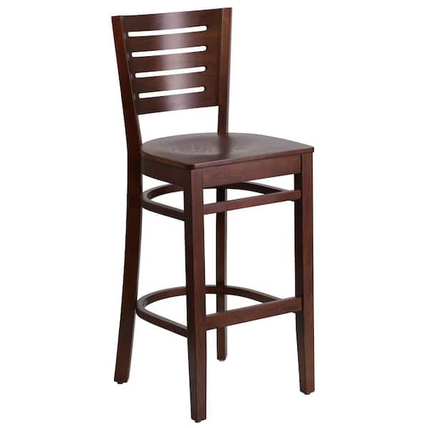 Carnegy Avenue 29.25 in. Walnut Wood Seat/Walnut Wood Frame Bar Stool ...