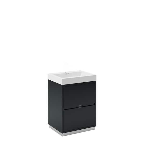 Valencia 24 in. W Bathroom Vanity in Dark Slate Gray with Acrylic Vanity Top in White