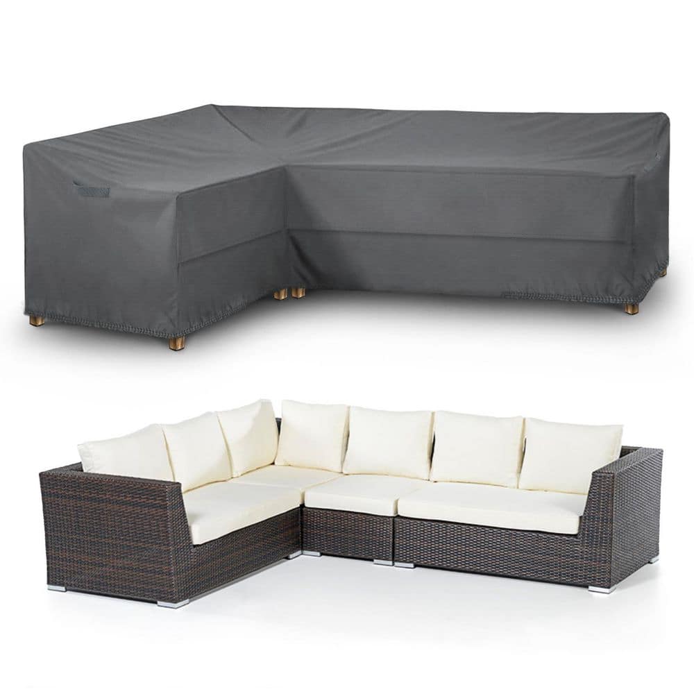OVCRNIBI Waterproof Patio Furniture Cover-Windproof Left L-Shaped