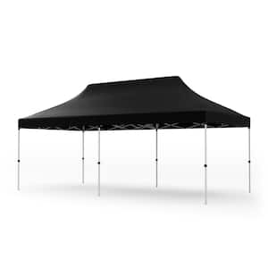 10 ft. x 20 ft. Black Pop-Up Canopy Tent with Carrying Bag, Easy Setup
