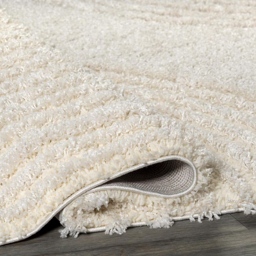 Gloria Beige Abstract Shag 4x6 Synthetic Area Rug