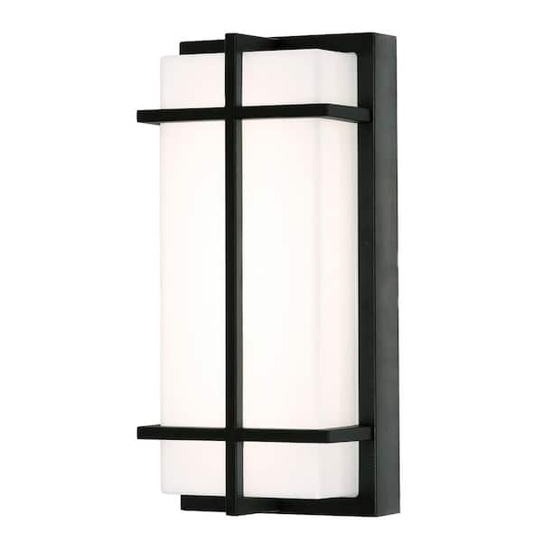 AFX August 12 in. Black Outdoor Hardwired Coach Sconce with Integrated LED Included