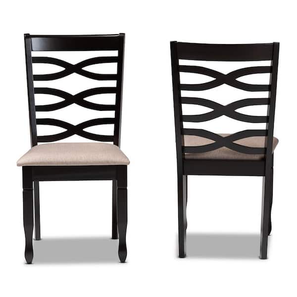 Baxton Studio Lanier Sand and Dark Brown Fabric Dining Chair (Set of 2)