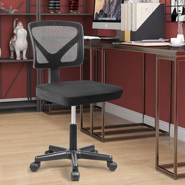 FENBAO Black Armless Office Chair Breathable Mesh Covering Silent