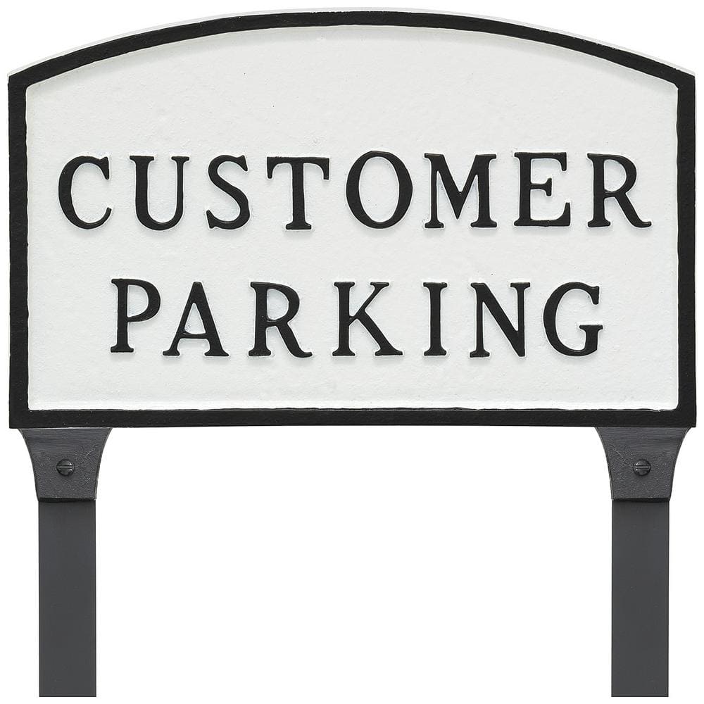 13 in. x 21 in. Large Arch Customer Parking Statement Plaque Sign with 23 in. Lawn Stakes - White/Black price history on PriceWatchPro