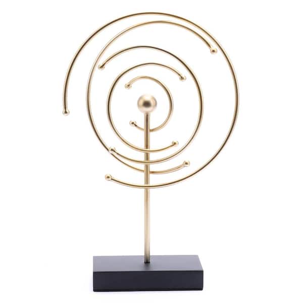 LuxenHome Abstract Celestial Orbit Gold Metal and Black Base Tabletop Decor