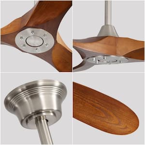 60 in. Indoor/Outdoor Smart Nickel and Brown Ceiling Fan without Light for Bedroom or Living Room