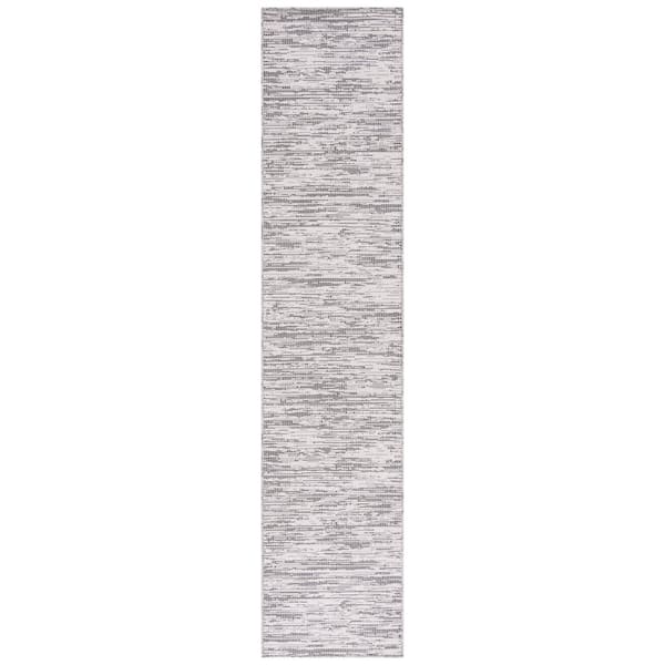 Hampton Black/Beige 2 ft. x 9 ft. Abstract Distressed Indoor/Outdoor Runner Rug