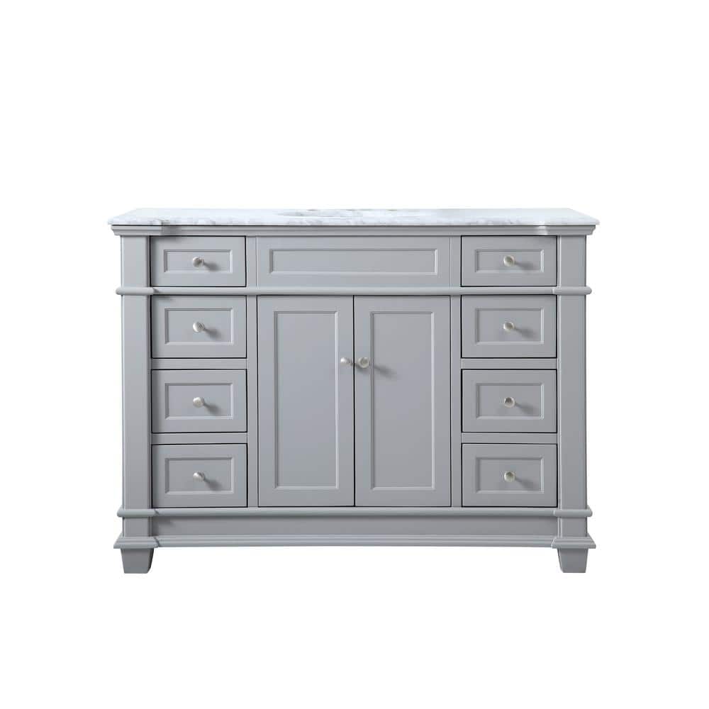 Simply Living 48 in. Single Bathroom Vanity in Grey with Marble Vanity Top 